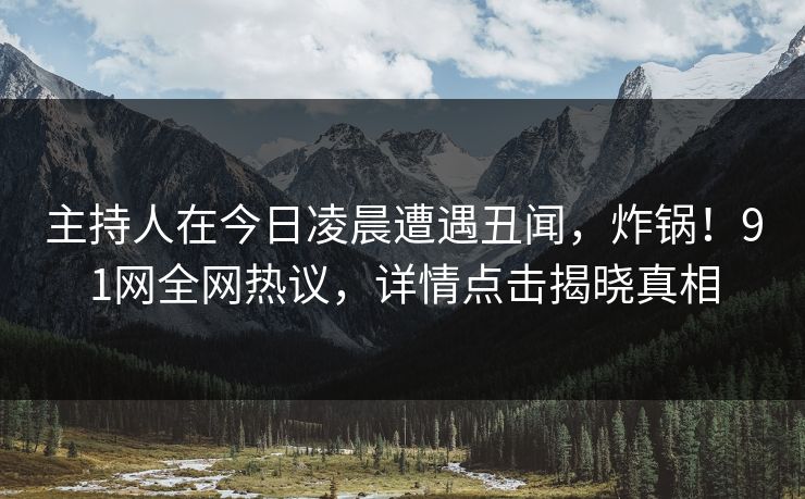 主持人在今日凌晨遭遇丑闻，炸锅！91网全网热议，详情点击揭晓真相